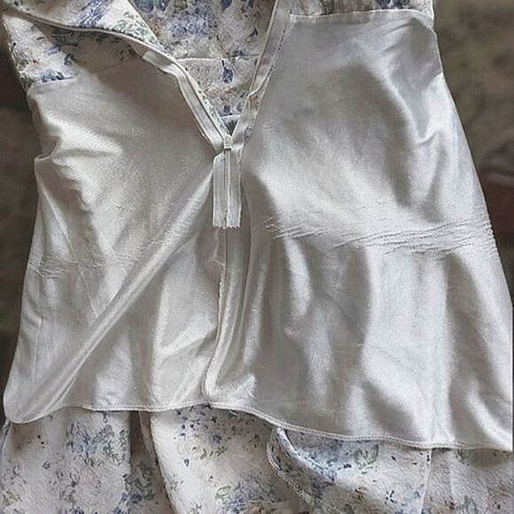 Vtg white floral print babydoll ribbon tie full skirt mini dress - Picture 15 of 16